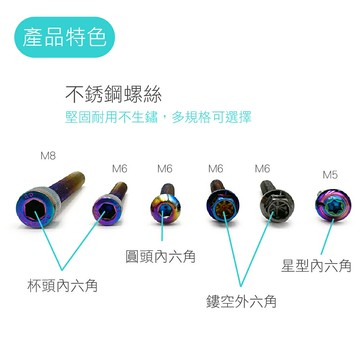 【不鏽鋼螺絲】炫彩螺絲 內六角 外六角 M5 M6 M8 圓頭螺絲 星型 防盜螺絲 鍍鈦 燒鈦 螺絲 SLO速辰