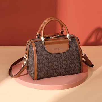 MK DN~ 2025新款休閑波士頓枕頭包女印花復古手提單肩斜挎包女包