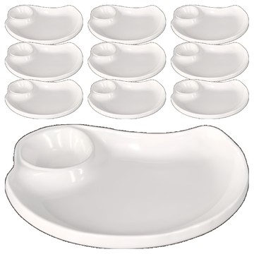 TATUNG 大同磁器 生魚片盤 附佐料凹槽設計  10個  白色