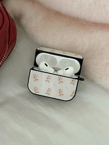 Fluffy Bear Pattern Premium PC AirPods Case