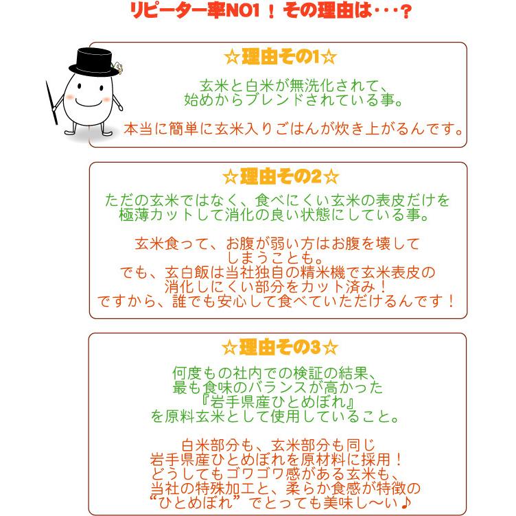 新米 令和5年産 無洗米 5kg×2 玄米 玄白飯 ひとめぼれ 10kg 送料無料 (玄米と白米を1:1でブレンド)（SL）