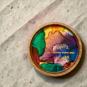酒精墨水藝術胡桃木杯墊