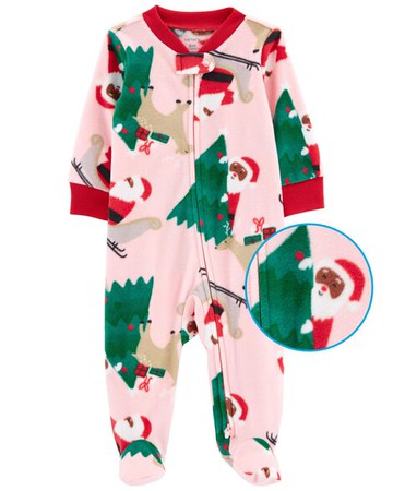 Baby Christmas Zip-Up Fleece Sleep & Play
