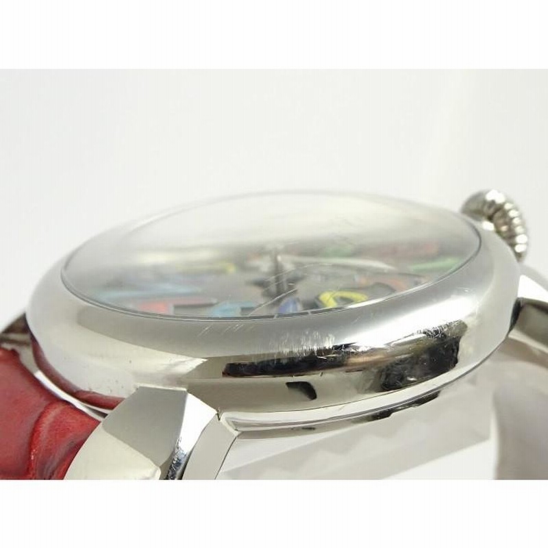 GagaMilano マヌアーレ40 シルバー文字盤 レッドベルト