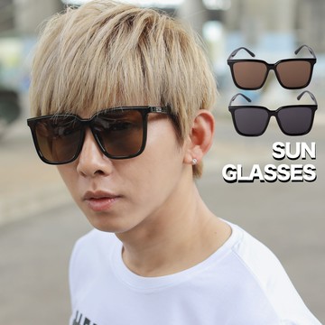 【NB1671J】線條金屬裝飾黑色窄邊方框墨鏡太陽眼鏡‧附眼鏡盒(93008)