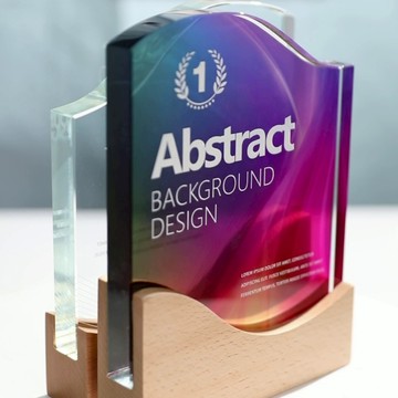 【客制化】獎盃 實木質彩印水晶獎盃定制 做創意高檔大氣刻字年會優秀員工獎牌訂制