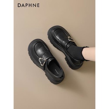 達芙妮厚底樂福鞋女2025春季新款一腳蹬軟底單鞋黑色英倫風小皮鞋