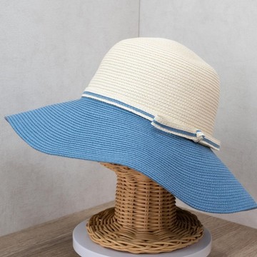 【台灣製】現代淑女帽 米白藍天 紙編帽 可水洗