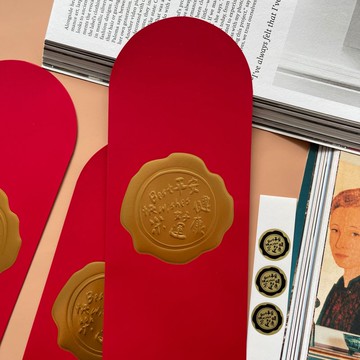 【快速出貨】新工藝系列-封蠟章手工燙金絨膚感紅包袋利是封3入