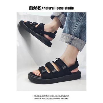 情侶款越南涼拖時尚夏季青年男女沙灘拖鞋魔術貼可拆后跟開車涼鞋