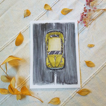 俯視 / 單張插畫明信片 / B7尺寸