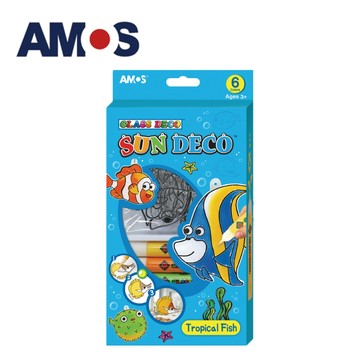 【AMOS 阿摩司】韓國原裝 6色熱帶魚模型板DIY玻璃彩繪組(台灣總代理公司貨)