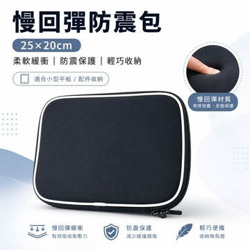 25x20cm 慢回彈防震包 平板收納包 電子書閱讀器保護包 行動硬碟收納包 充電器滑鼠配件包