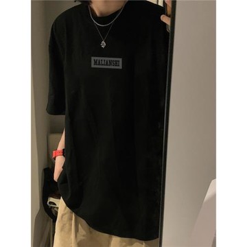 重磅純棉美式潮牌字母短袖t恤男夏季設計感小眾寬松oversize上衣