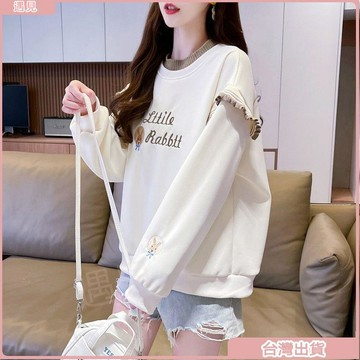 新款特價✨秋冬大學T假兩件設計感羊毛領衛衣女春秋款2025韓版新款寬鬆小個子甜美上衣