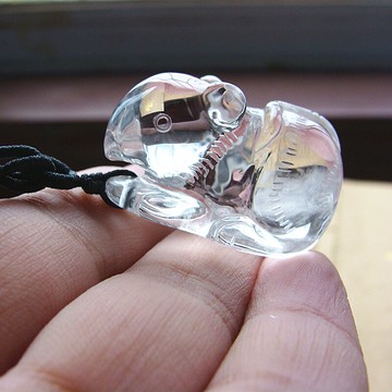 正品天然白水晶老鼠吊墜項墜水晶老鼠項鏈掛墜立體小老鼠掛墜吊墜1入