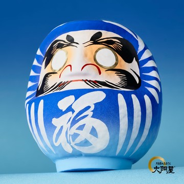 【日本大門屋】開運祈福 許願達摩 | 漸層藍『招財納福』
