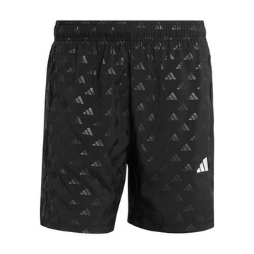 Adidas 排汗短褲 男裝 涼感 滿版Logo 黑 JZ0902