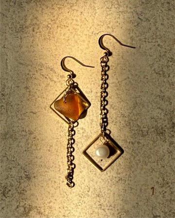 【木木夕工作室】海玻璃飾品─耳環(漣漪款)