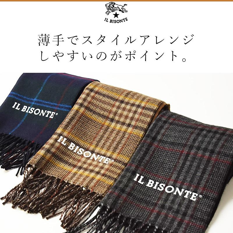 IL BISONTE イルビゾンテ チェック ロゴ マフラー ストール レディース