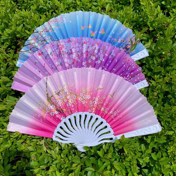 臺灣現/🎀扇子 古風扇 清涼扇中國風景摺扇摺疊扇子舞蹈扇子可摺疊方便攜帶風景扇子夏天女