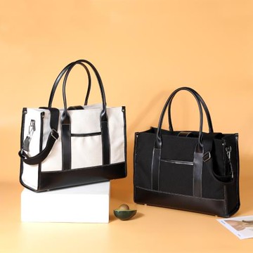 小眾原創設計休閑拼接帆布包包女2024新款大容量單肩托特包手提包