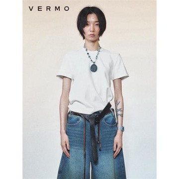 VERMO 男女同款  正肩修身小板型全棉舒適基礎短袖T恤