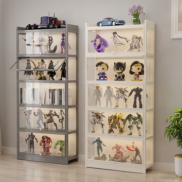 展示櫃 收納櫃 手辦展示柜亞克力樂高展示架玻璃化妝品貨架陳列柜子家用透明書柜 可開發票