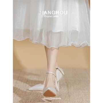 【匠逅】成人禮高跟鞋公主風氣質尖頭鞋配裙子單鞋34碼小個子鞋子