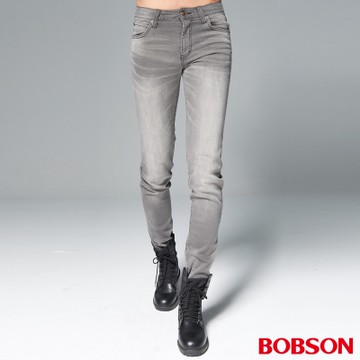 BOBSON 男款1971"日本進口黑標"灰白刷色彈性褲
