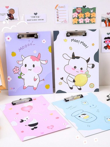 A4板夾文件夾紙質夾板考試墊板寫字夾少女學生試卷資料收納冊夾紙墊板辦公用品文具多功能卷子書本夾子紙夾板