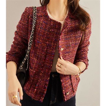 【巴黎精品】現貨+預購頂級法式毛呢外套大衣OL西裝小香風外套寬鬆秋冬大碼休閒女裝-羊毛愛心粗花呢a1lk11