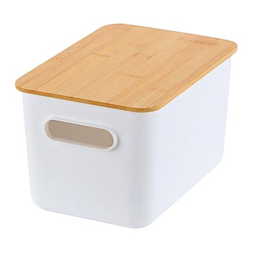 KEYWAY 聯府 WLD-20 雅竹2號竹蓋收納盒 5.6L  26.5 x 18.3 x 16.4cm  白色 + 竹色  1個