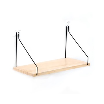 E.dot 北歐風木質隔板置物架  原木色  木板金屬材質  尺寸30x15x1cm  1個