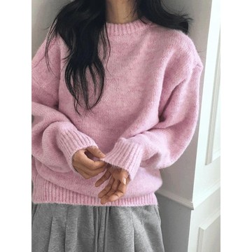 Codibook｜韓國 wonderwonder 寬鬆圓領落肩羊毛針織毛衣［預購］針織衫 毛衣 女裝