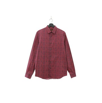 Back to Green-經典圖騰長袖襯衫酒紅變形蟲hh-04//vintage shirt