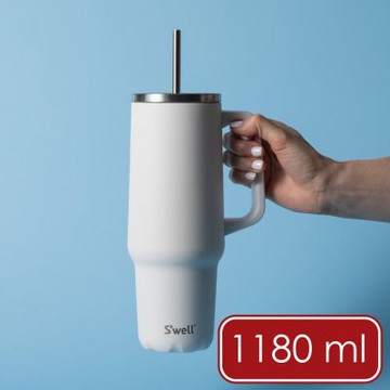 《S well》Tumbler不鏽鋼吸管保溫隨行杯-雲朵白1180ml-- swell 冰壩杯 冰霸杯 吸管隨手杯 保冷保冰杯 環保杯 車載杯