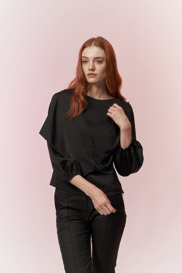 黑色前裝飾片上衣