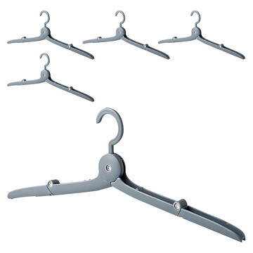 便攜摺疊衣架 Set 5個 居家旅行  橢圓 灰色  1組