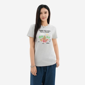 Roots 女裝- PICNIC ESSENTIALS 短袖上衣 (白麻灰)