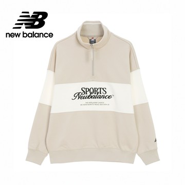 [New Balance]POLO領撞色衛衣_男性_灰杏色_NCF31081BEI
