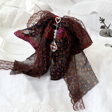 紅咖/ 蕾絲雪紡香蕉夾 仙女夾 髮圈 大腸圈 彈簧夾 馬尾夾 髮夾