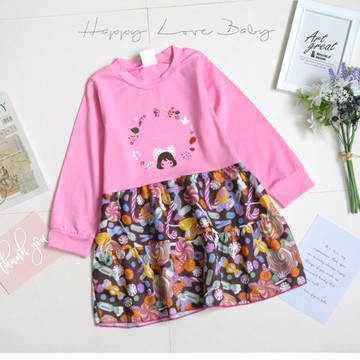 繽紛俏皮糖果女孩洋裝 秋冬童裝 女童洋裝 女童長袖 女童棉T 長袖洋裝 秋冬洋裝 長袖洋裝 洋裝