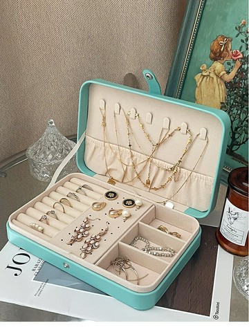 飾品首飾收納盒 便攜式旅行簡約ins風紫色大容量首飾收納盒項鏈戒指耳釘珠寶盒子