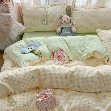 ✨限時下殺✨可愛小女孩水洗棉四件組 ins風四件套 可愛四件套床包 單人 雙人 床包組 少女四件組 宿舍三件組