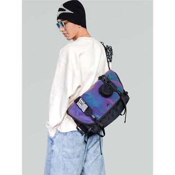 iMipack翻蓋斜挎包男款機能鐳射背包單肩女學生戶外郵差包大容量