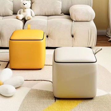 2023新款簡約現代方形凳實木凳茶幾凳油蠟皮方凳客廳門口換鞋凳