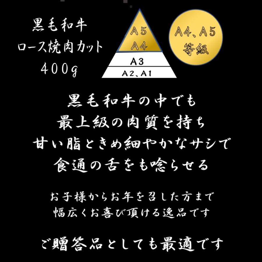 黒毛和牛 和牛 牛肉 肉 A4 A5 ランク 霜降り ロース 焼肉 カット 400g 母の日 プレゼント ギフト 孫 写真 誕生日 御歳暮 御中元 焼き肉 BBQ 高級 3〜4人前