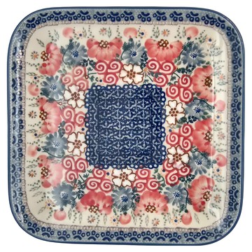 Manufaktura 方盤  22 x 22 x 2.2cm  藍色 + 紅色 + 白色  1個