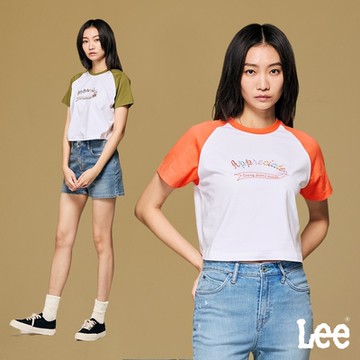Lee 女款 短版撞色連袖短袖圓領T 兩色